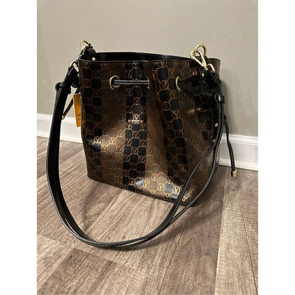 VALENTINO BY MARIO VALENTINO Leather Monogram Two-Tone Crossbody Bag $1095 - Picture 6 of 12
